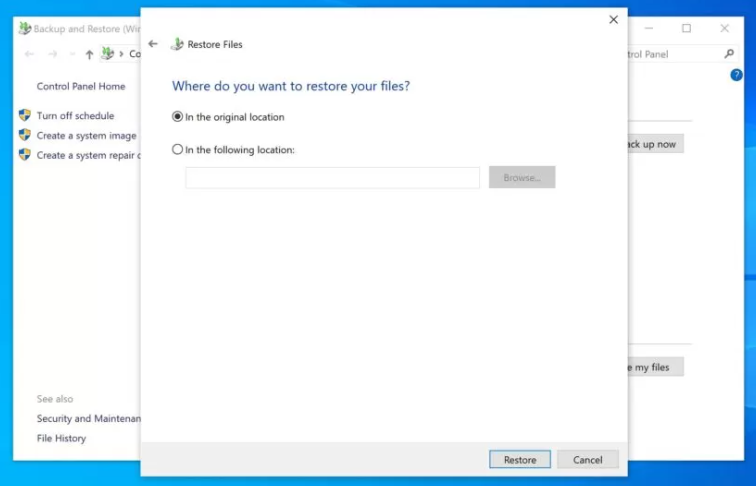 Choose the location where you want to move the files